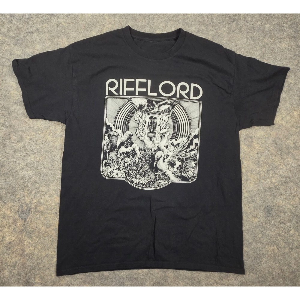 Rifflord Band Graphic T-Shirt Mens Medium Black Stoner Rock Doom Metal Tee